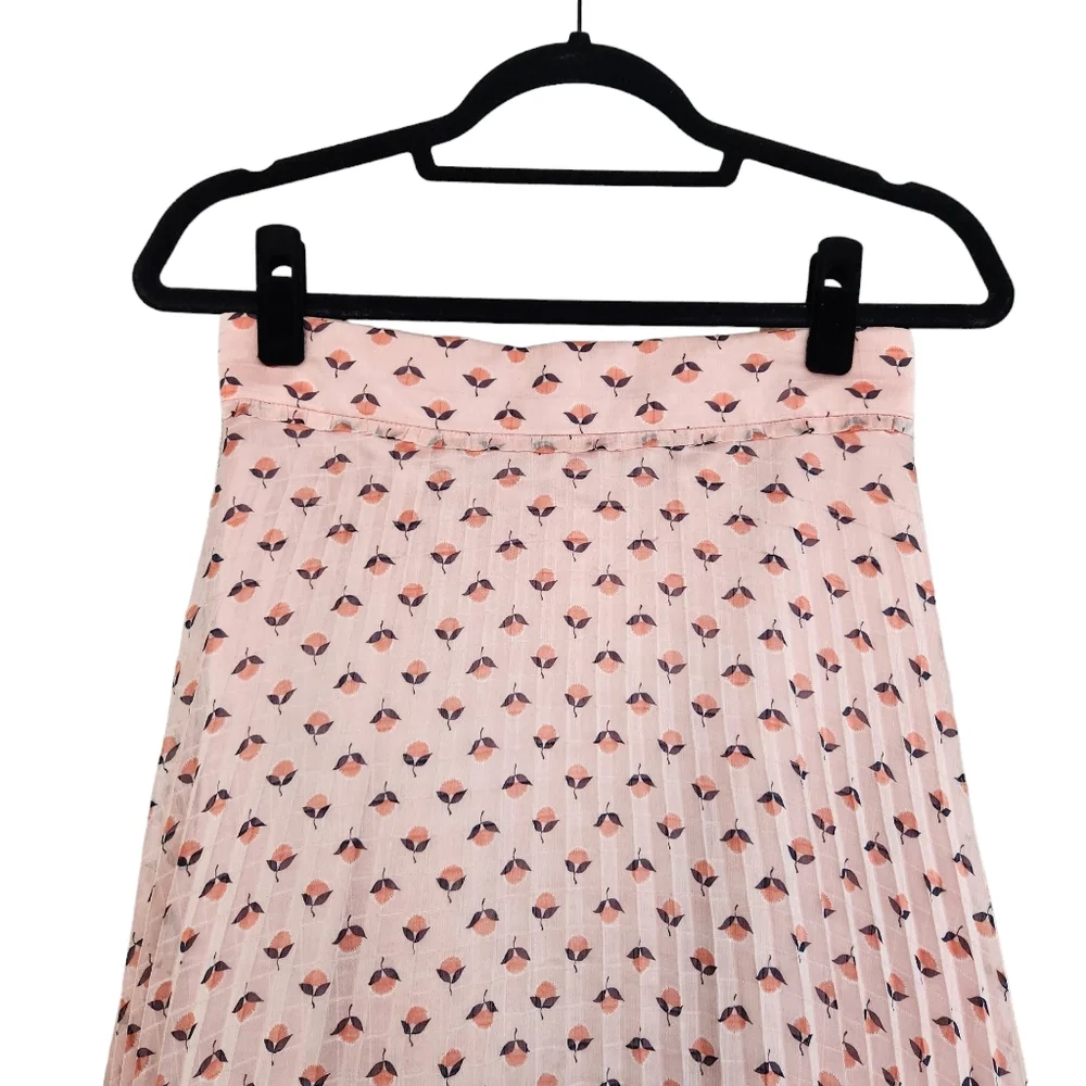 Ann Taylor Crinkle Fold Midi Skirt - Pink Fruit Pattern - Picture 4 of 6